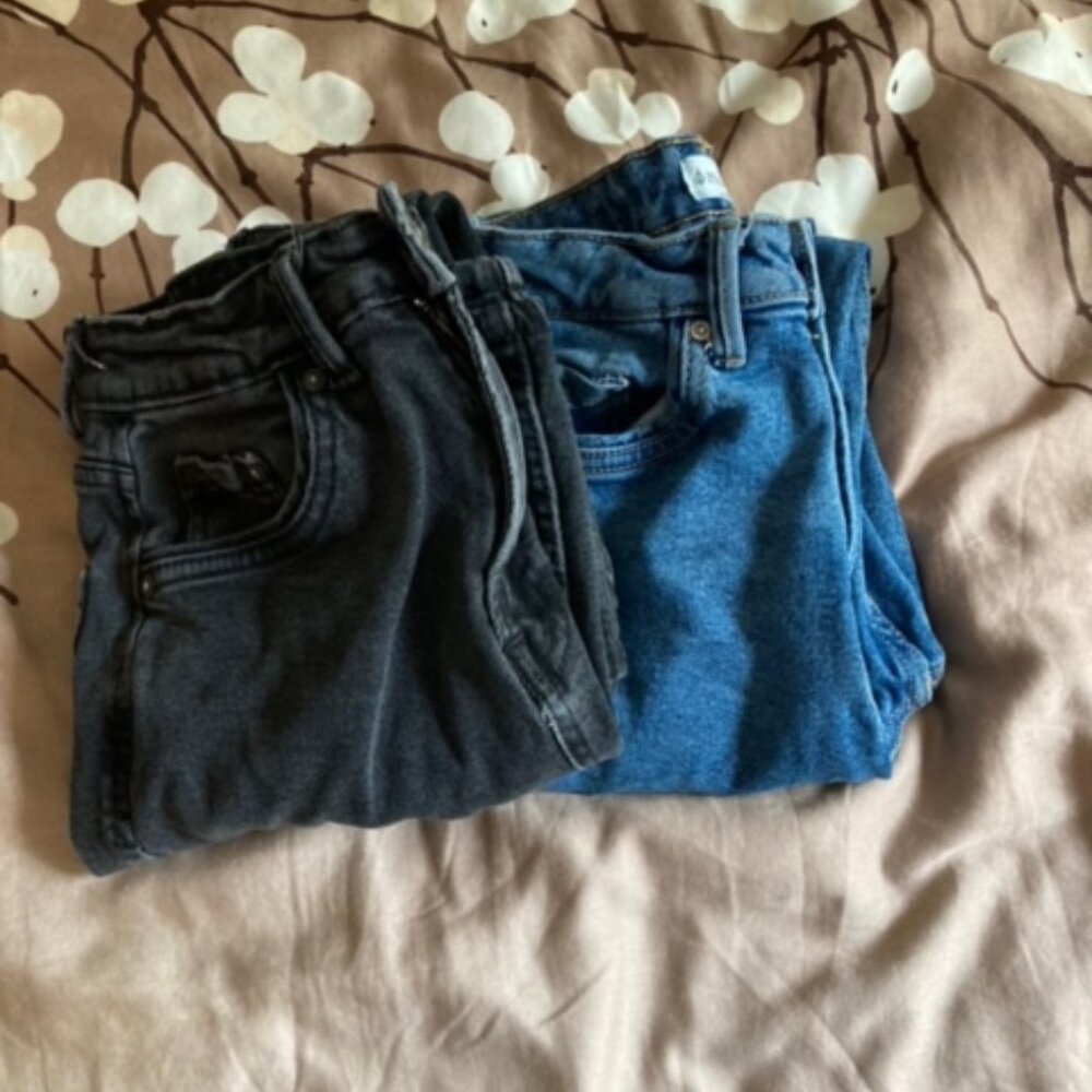 Stradivarius mom jeans / size 34/02 / blue & dark grey